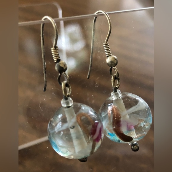 Vintage Czechoslovakian hand blown glass earrings - Picture 3 of 14